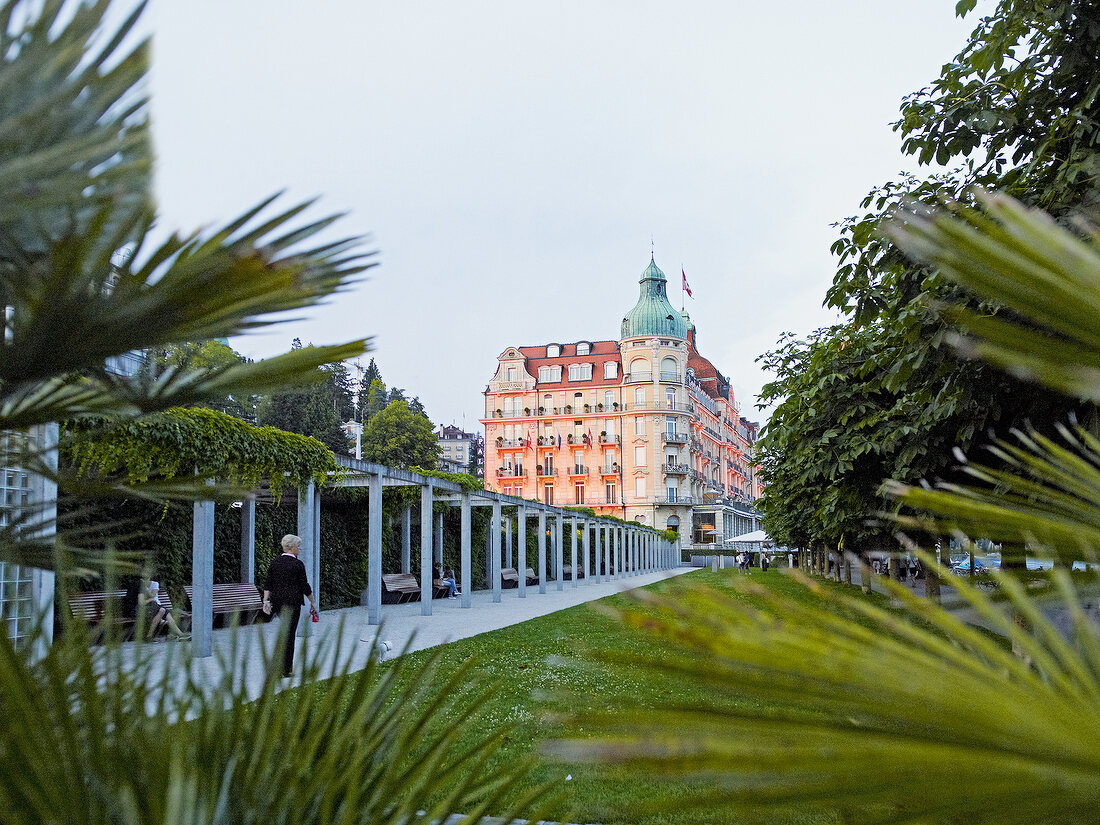 View of Lake Lucerne Palace Hotel at Lucerne, Switzerland