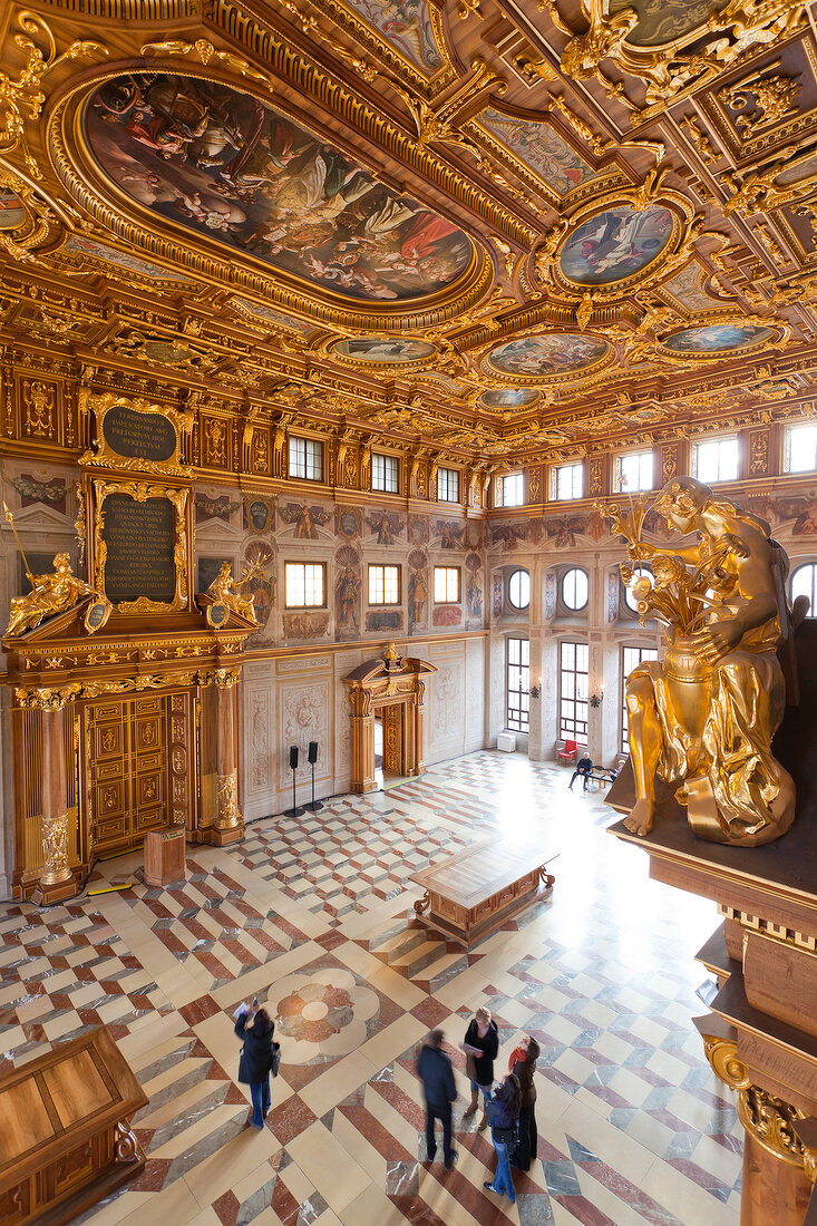 View of Golden Hall in Town Hall of Augsburg, Bavaria, Germany