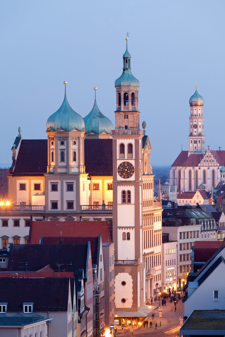 Augsburg: Perlachturm, Rathaus, Basilika St. Ulrich und Afra