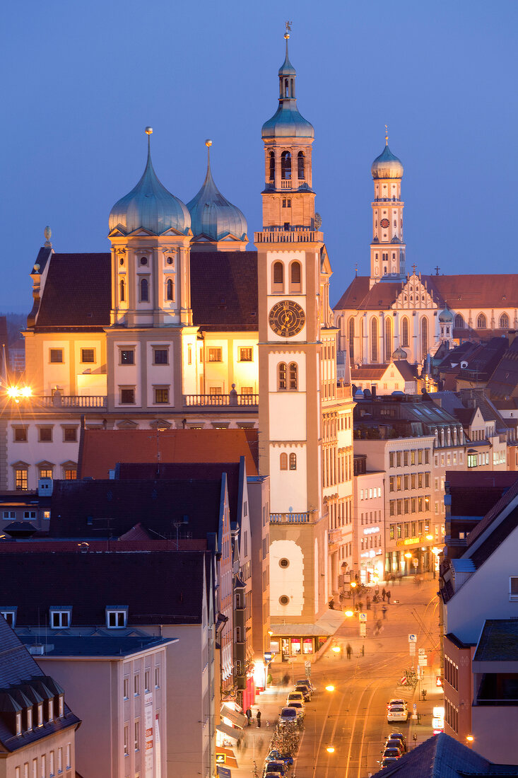 Augsburg: Perlachturm, Rathaus, Basilika St. Ulrich und Afra