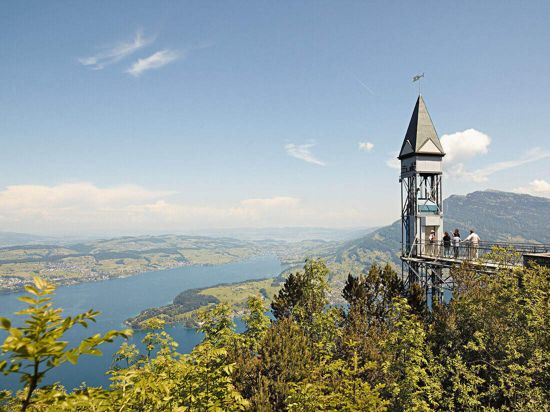 View of tourist at Hammetschwand Elevator at Lucerne, Switzerland