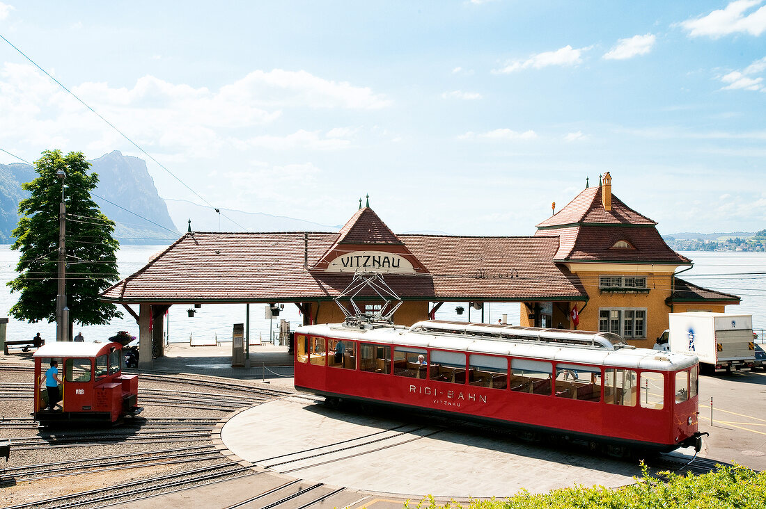 Schweiz, Luzern, Vierwaldstättersee, Alpen, Berg Rigi, Vitznau-Rigi-Bahn