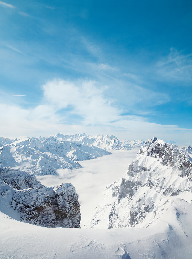 Schweiz, Obwalden, Urner Alpen, Engelberg, Klein Titlis, Schnee
