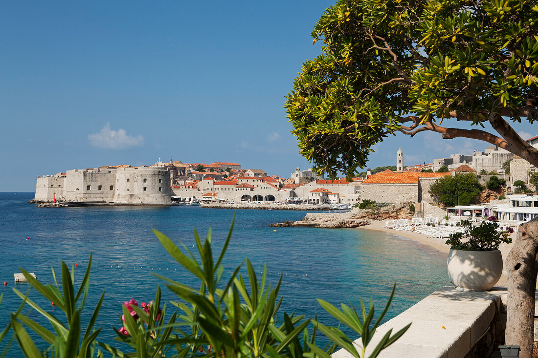 View of Dubrovnik and sea bay in Croatia