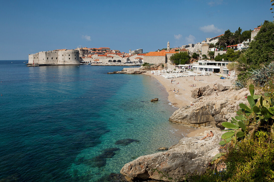 View of Dubrovnik and sea bay in Croatia