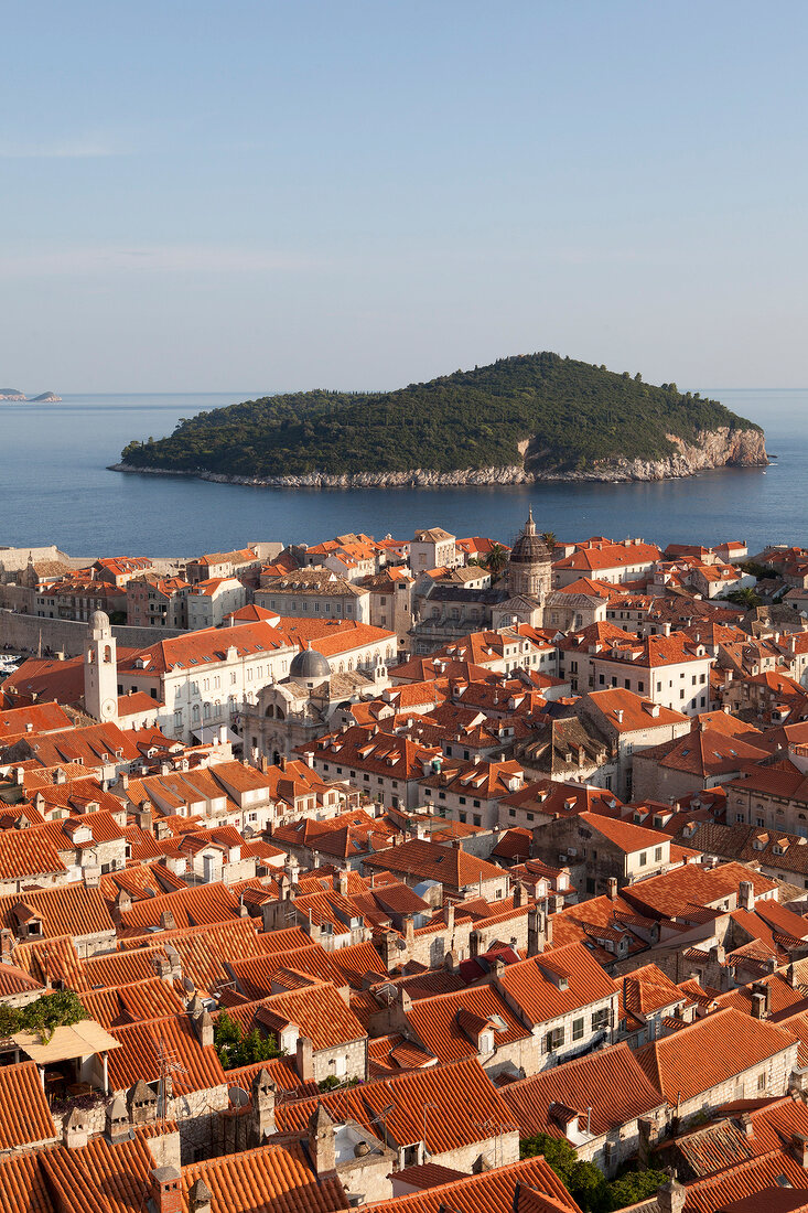 View of Dubrovnik old town and Lokrum Island in Croatia
