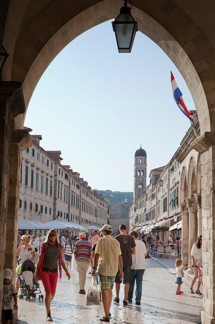 People at Stradun in Dubrovnik old town, Croatia