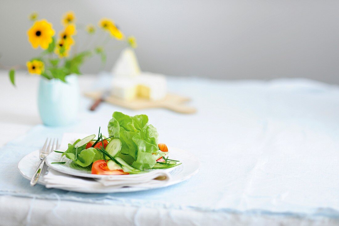 Blattsalat mit Tomaten & Gurken