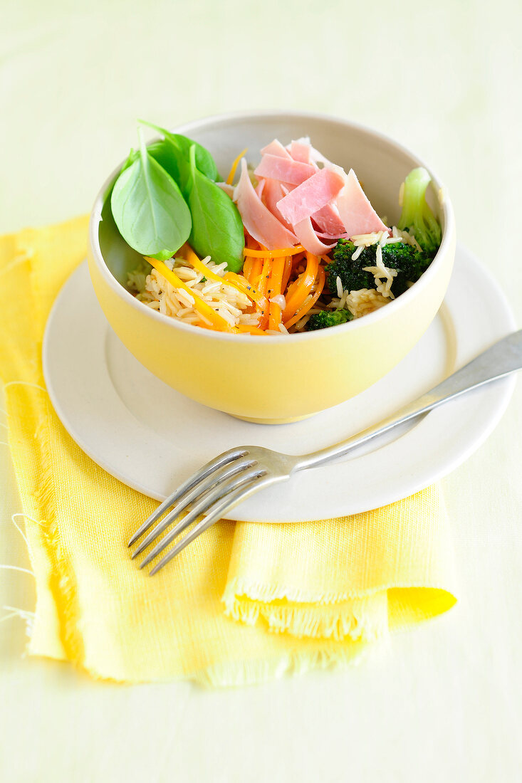 Vegetable rice salad in bowl