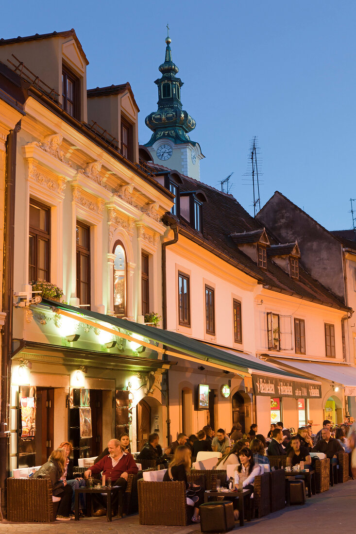 People dining in a restaurants at Tkalcieceva road, Zagreb, Croatia 