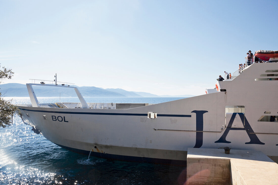 Close-up of Kvarner Bay Ferry Terminal in Brestova, Croatia 