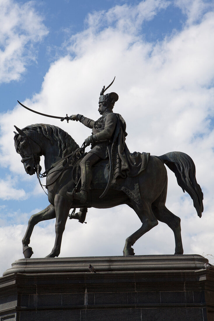 Side View of Statue of Ban Jelacic in Zagreb, Croatia