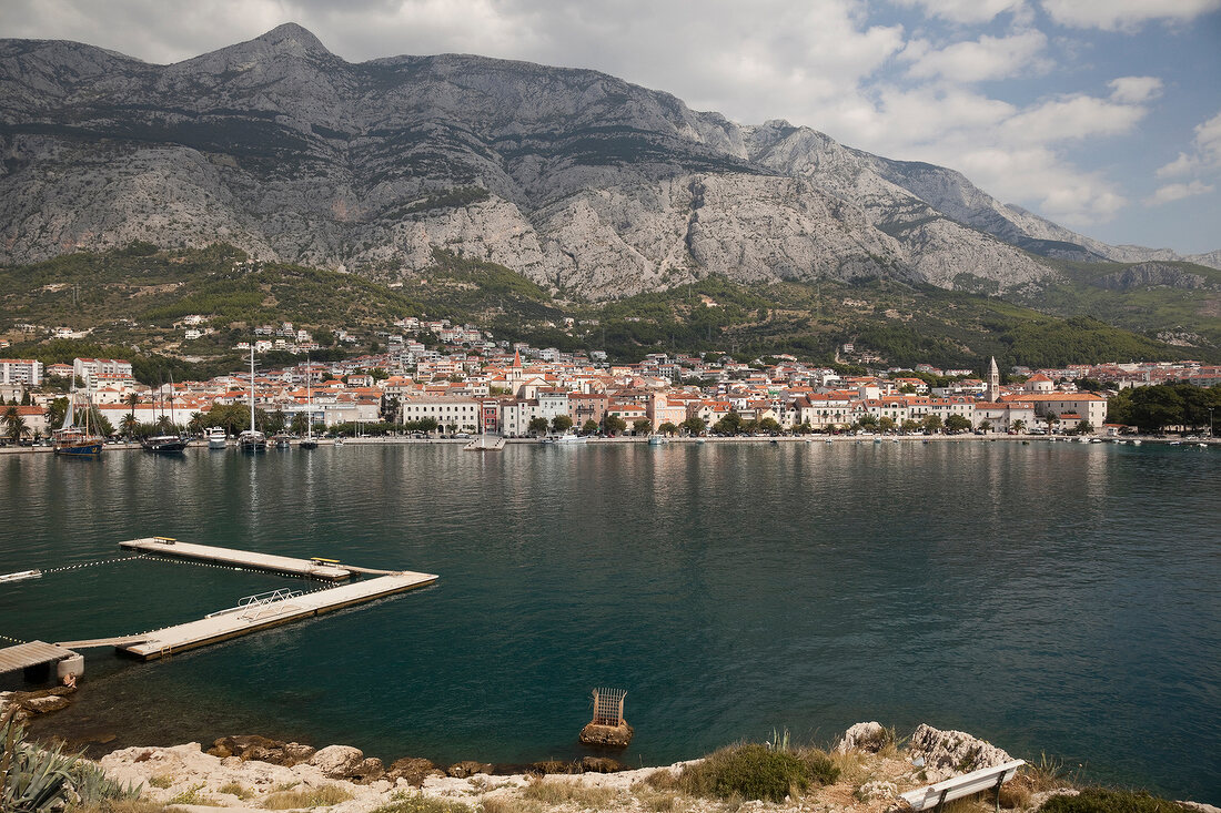 View of Makarska cityscape and sea in Croatia