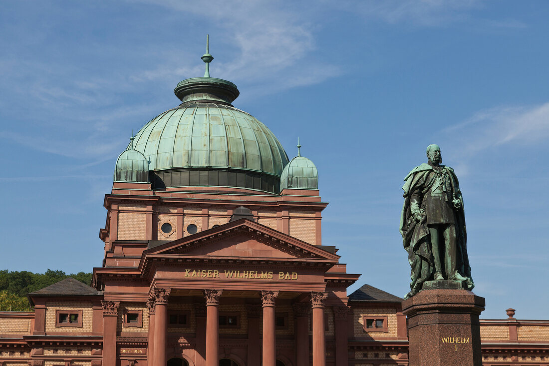 Facade of Kaiser-Wilhelms-Bad and park at Bad Homburg, Hesse, Germany