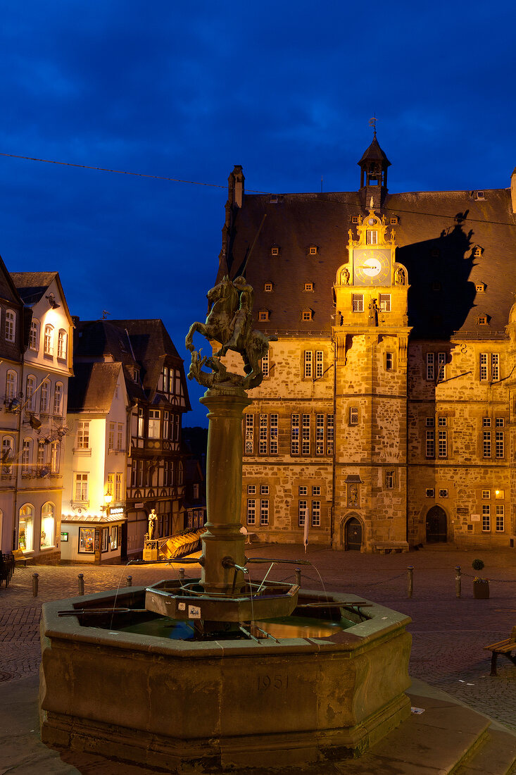 Hessen, Mittelhessen, Marburg, Marktplatz