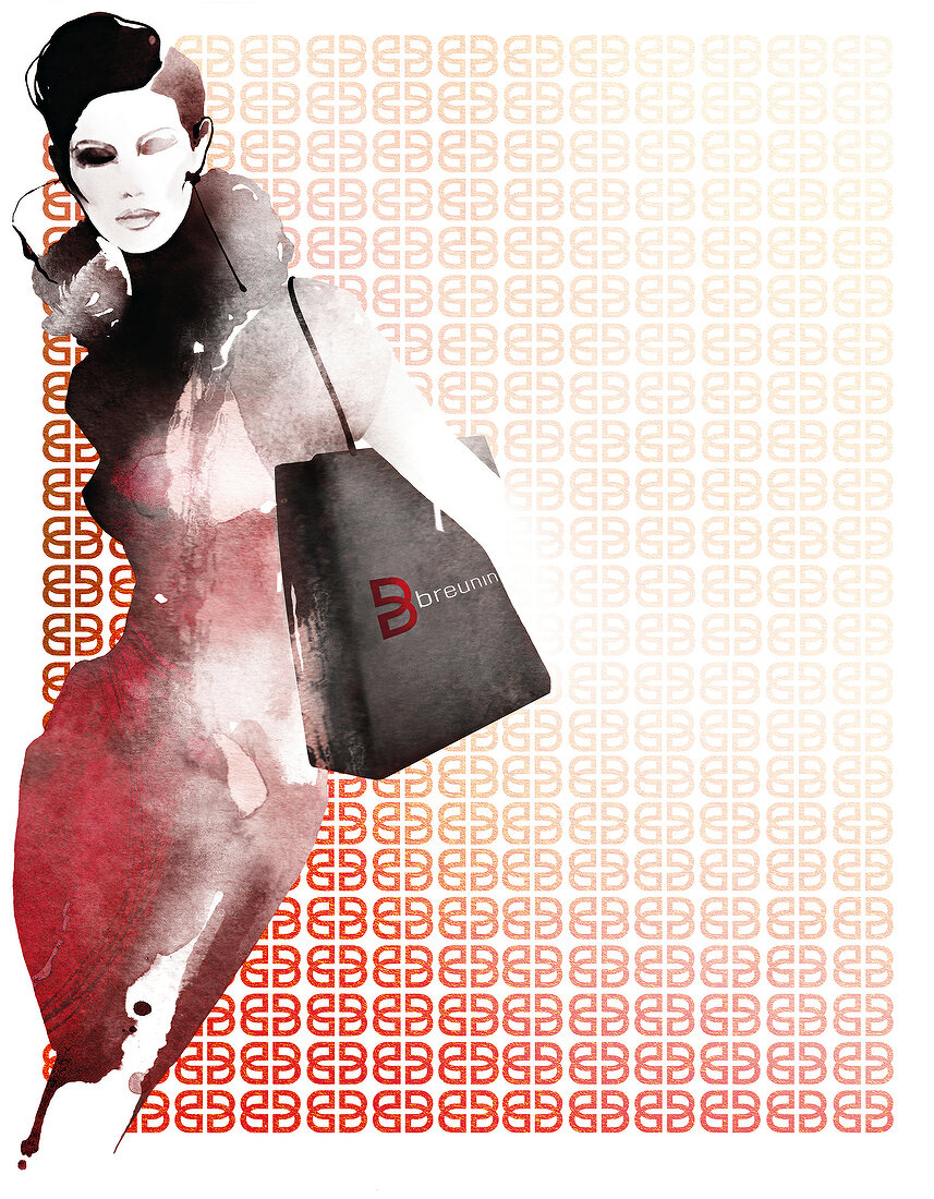 Illustration of woman with shopping bag