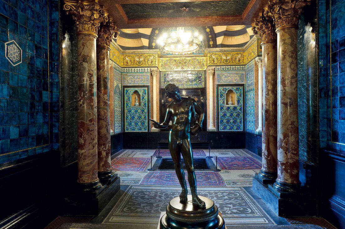 Interior of Leighton House Museum with sculpture, Arab Hall, London, UK