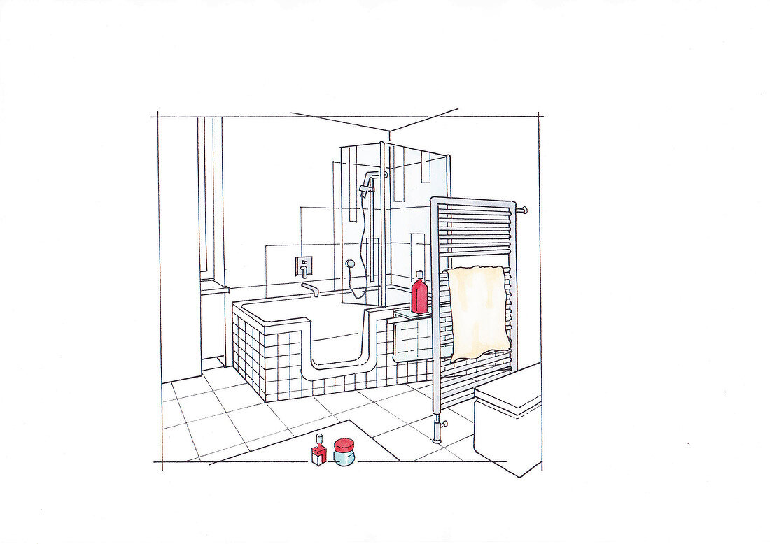 Illustration, Standardbad mit Kombiwanne