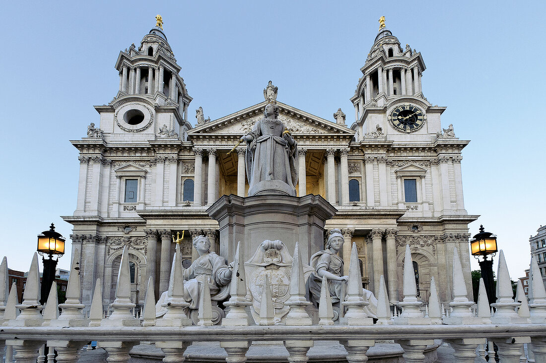 View of St Paul's Cathedral from west front in London, UK