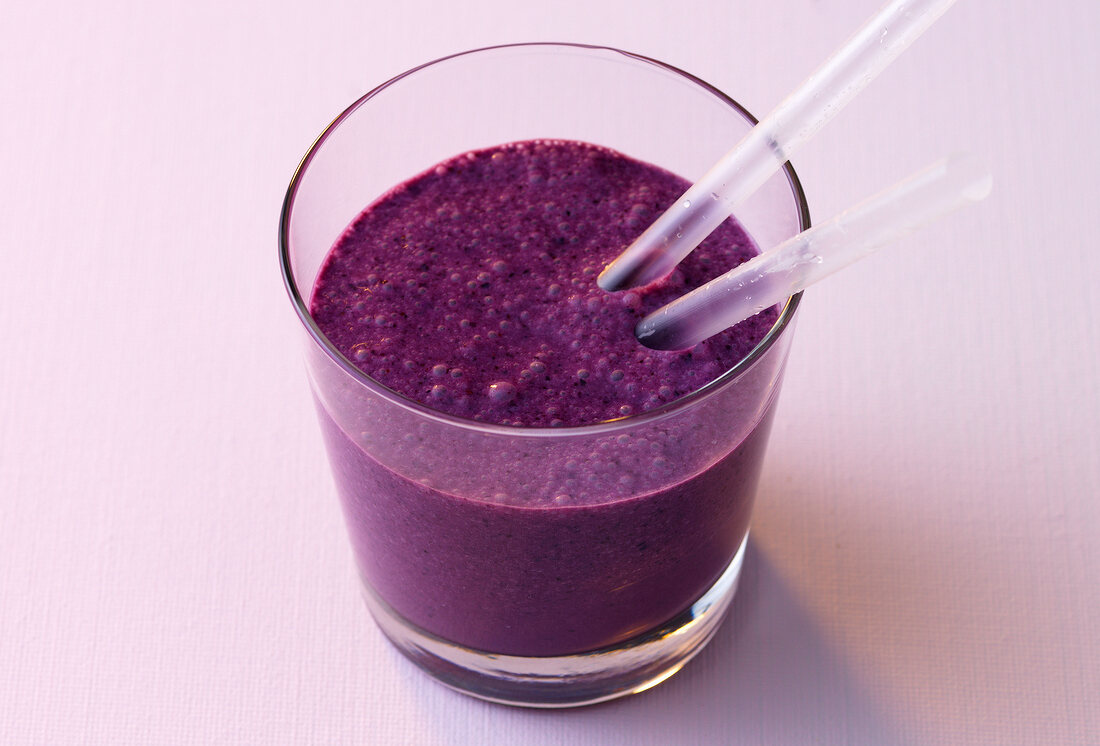 Blueberry shake in glass