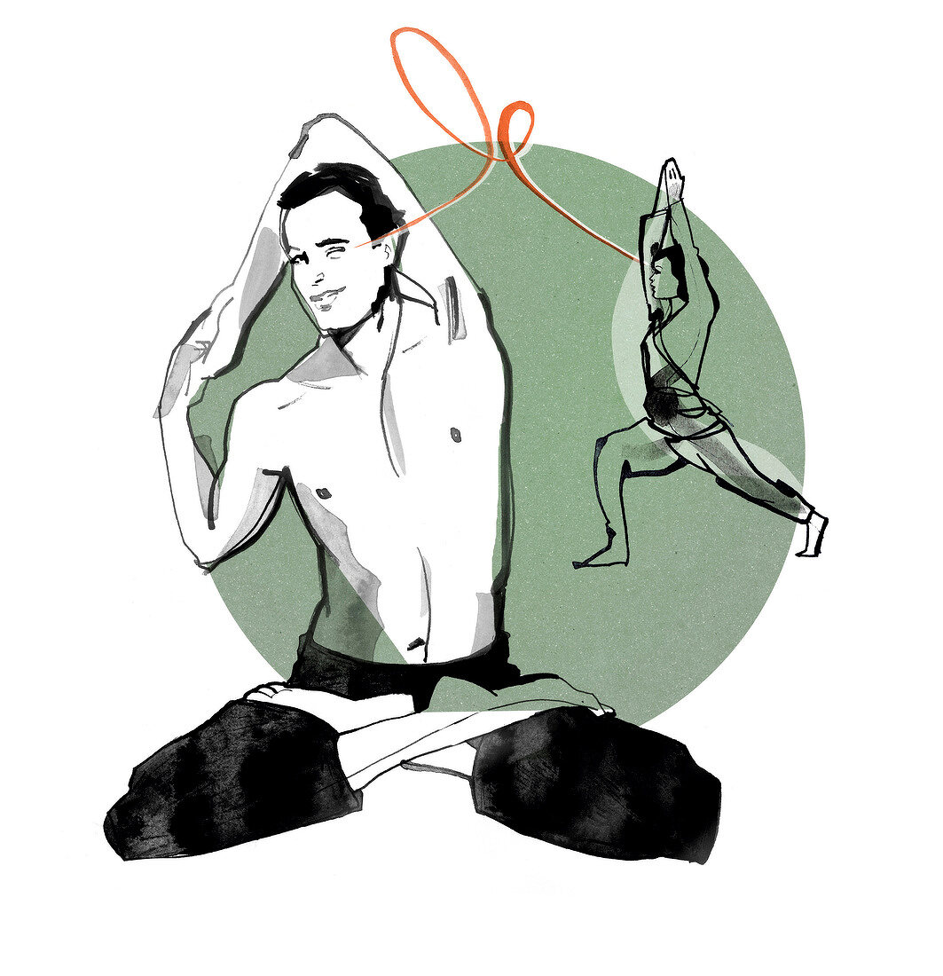 Ein Mann macht Yoga, Illustration 
