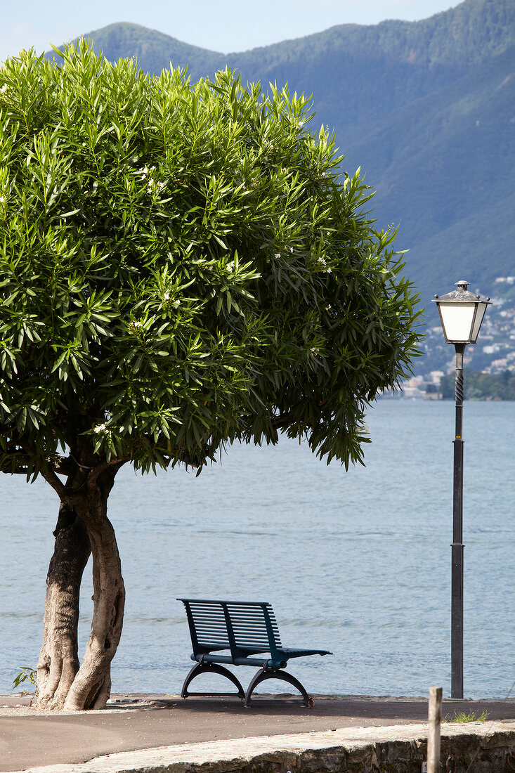 View of Bank in Ascona on Lake Maggiore, Ticino, Switzerland