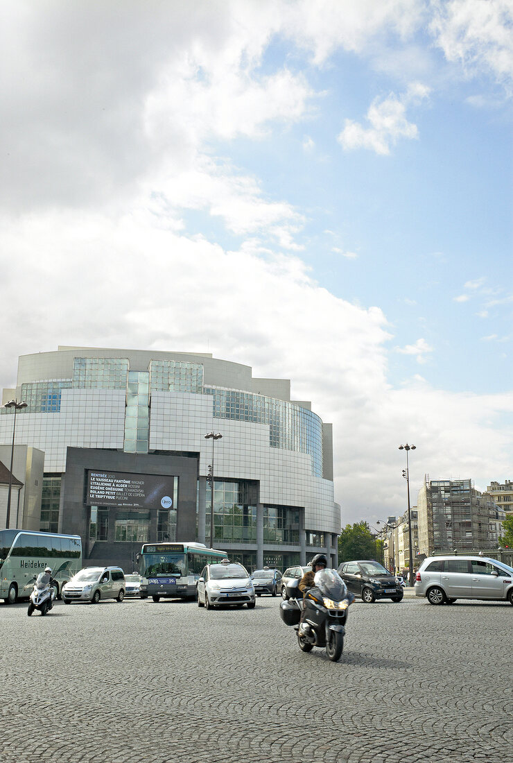 View of Opera Bastille road in Place de la Bastille, Paris