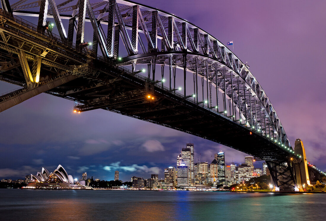 Sydney Harbour Bridge overlooking Opera House in New South Wales, Australia