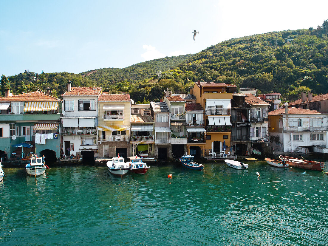 View of Anadolu Kavagi village in Bosporus near Ruins of Yoros, Istanbul, Turkey