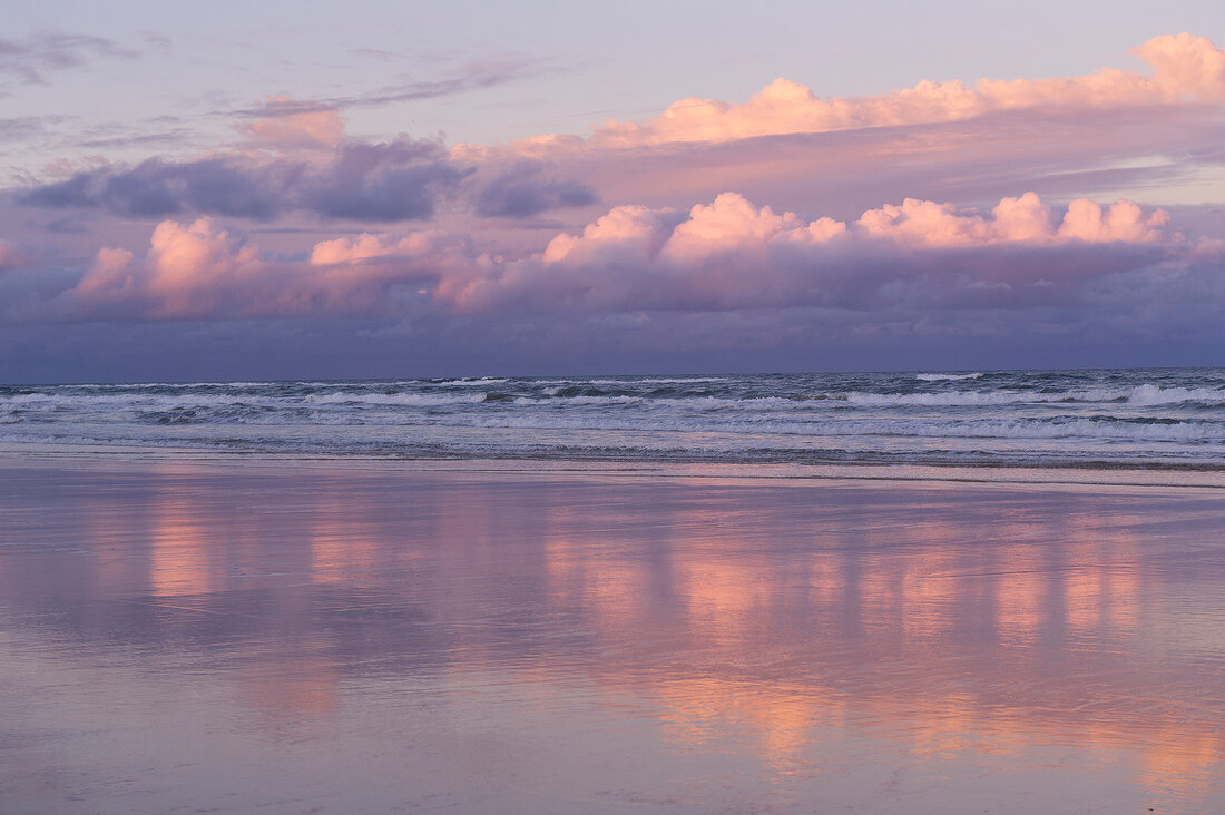 View of sunset with sky and clouds, Fraser Island, Queensland, Australia