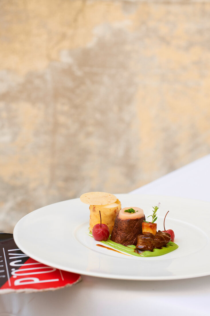 Osso buco with oxtail on plate