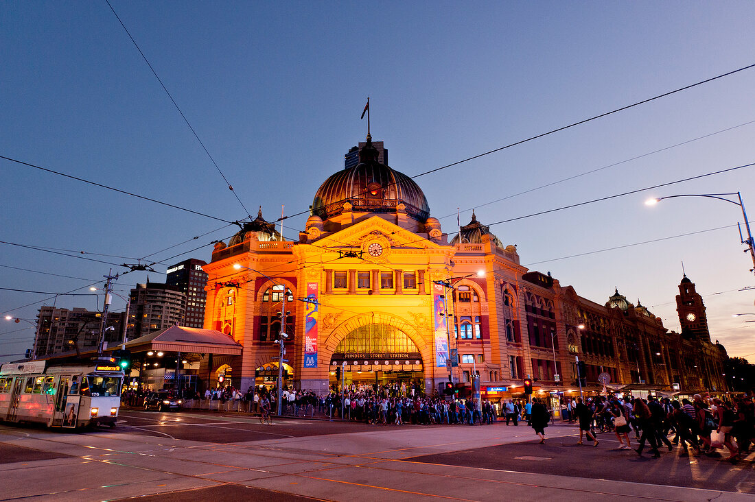 People at Flinders Street Railway Station, Federation Square, Melbourne, Australia