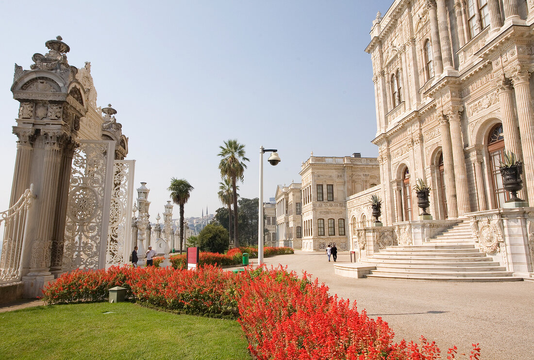 View of marble stairway at Dolmabahce Palace, Istanbul, Turkey