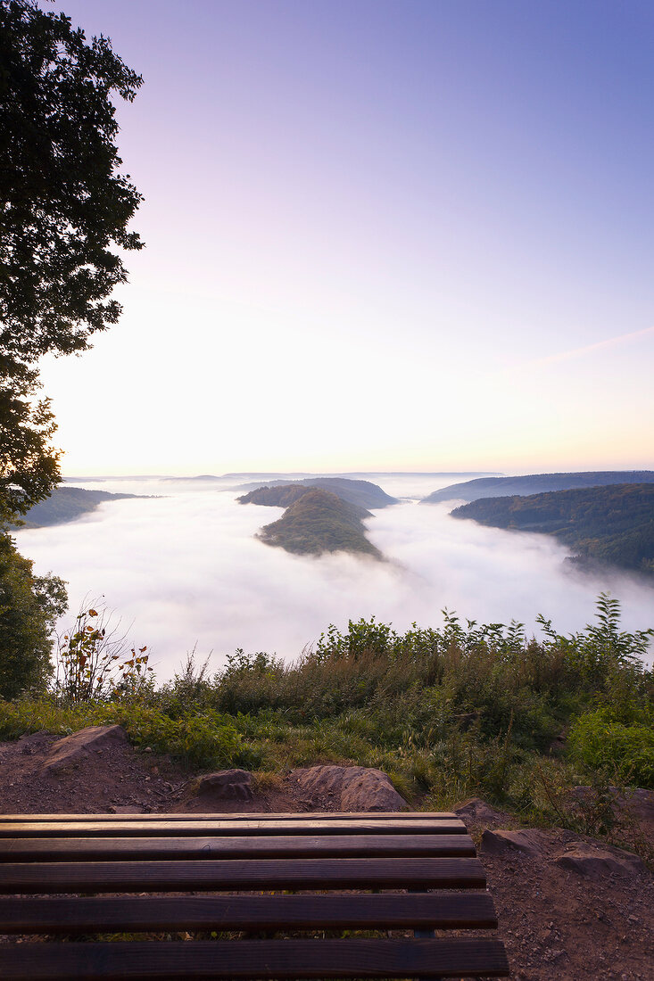 View of Saar loop in Mettlach, Saarland, Germany