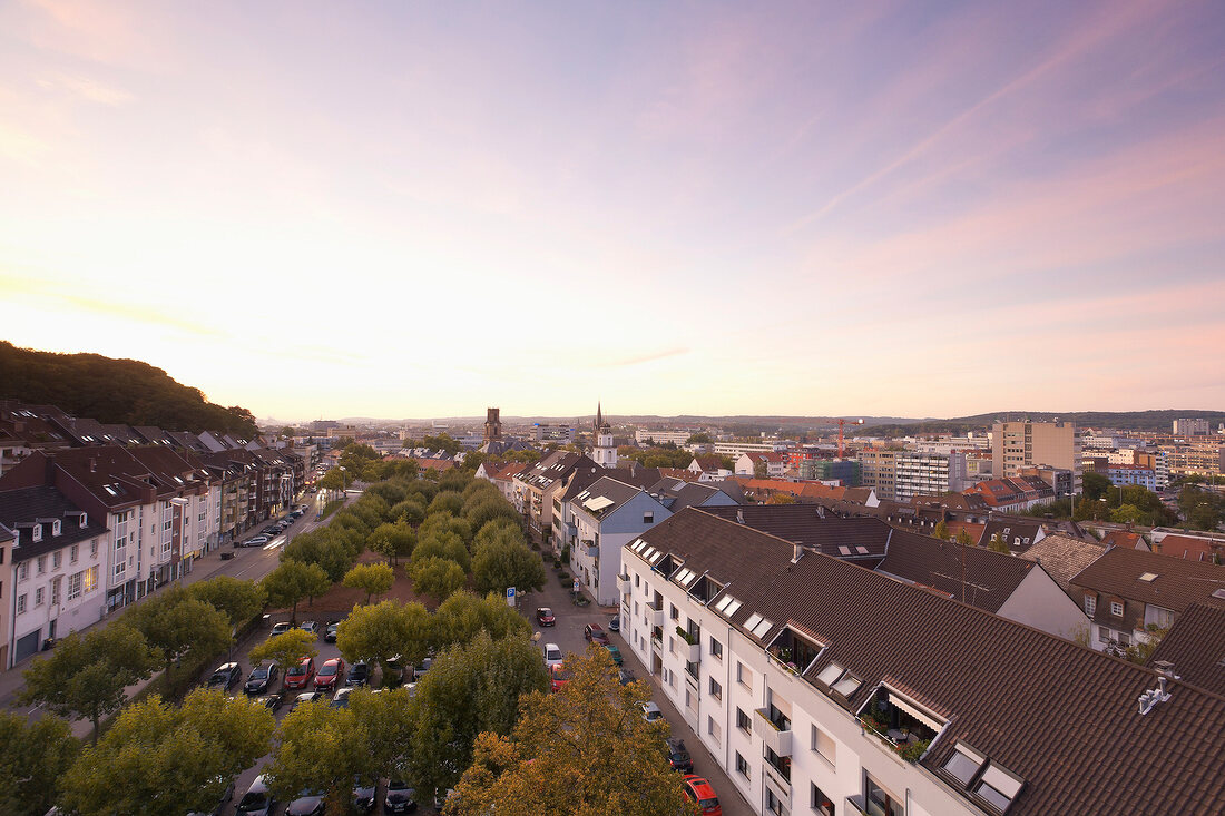View of St. Ludwig from old town hall in Saarland, Germany