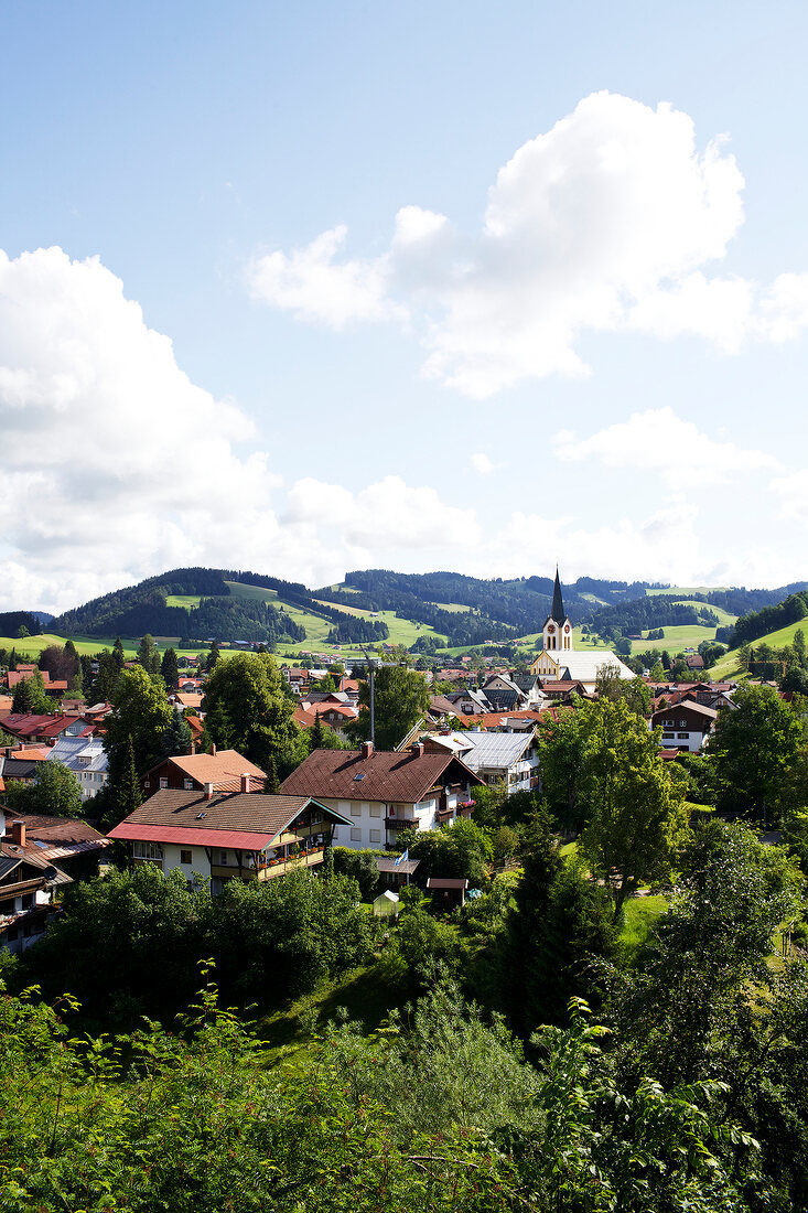 Elevated view of Oberstaufen, Allgau, Baden-Wurttemberg, Germany