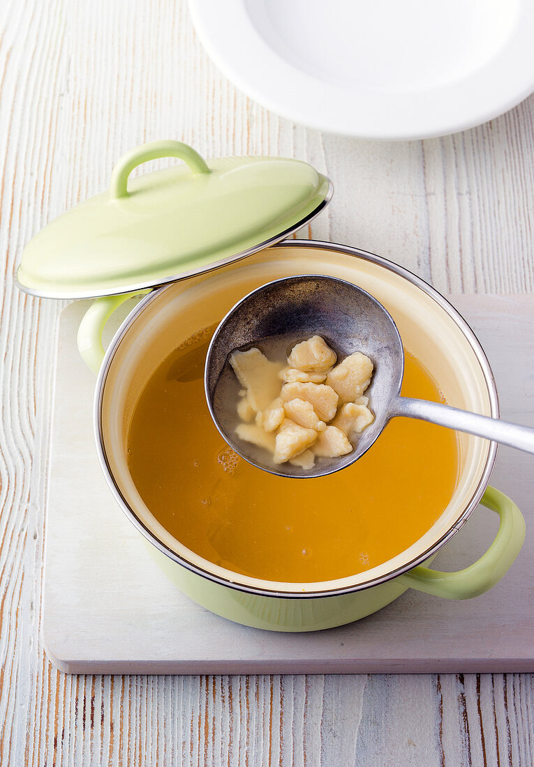 Gluten free zupfnudel soup in casserole