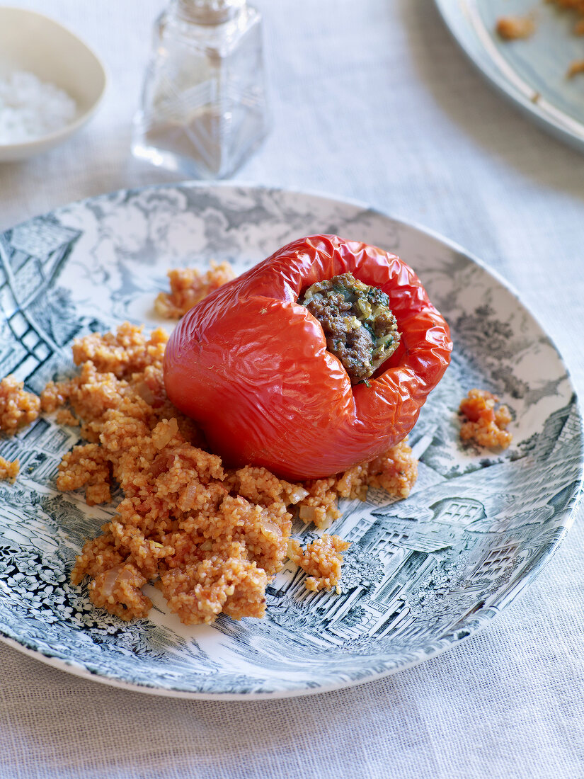 Close-up of stuffed peppers on plate