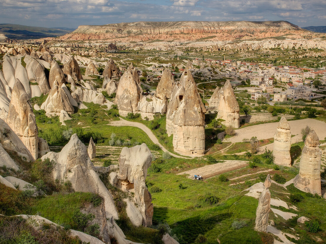 Elevated view of Goreme valley, Cappadocia, Turkey