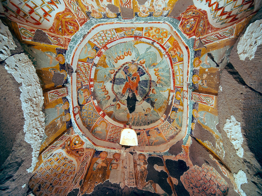Overhead view of Church ceiling of Ihlara Valley, Cappadocia, Turkey