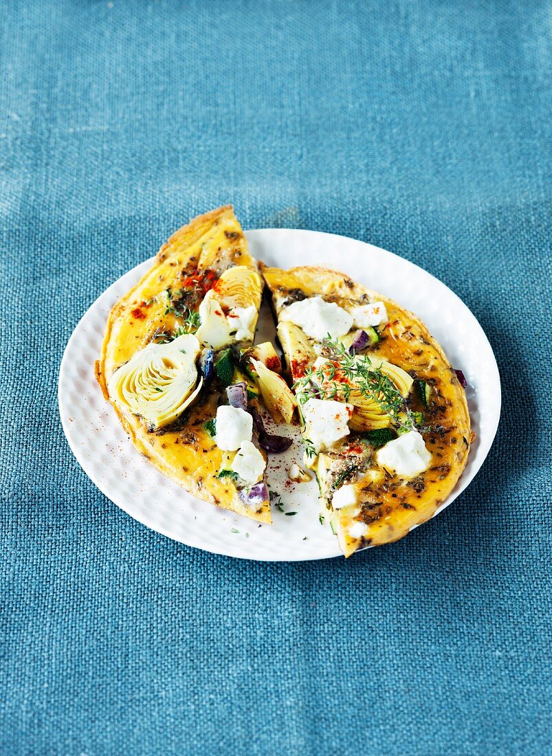 Tortilla with artichokes and courgette