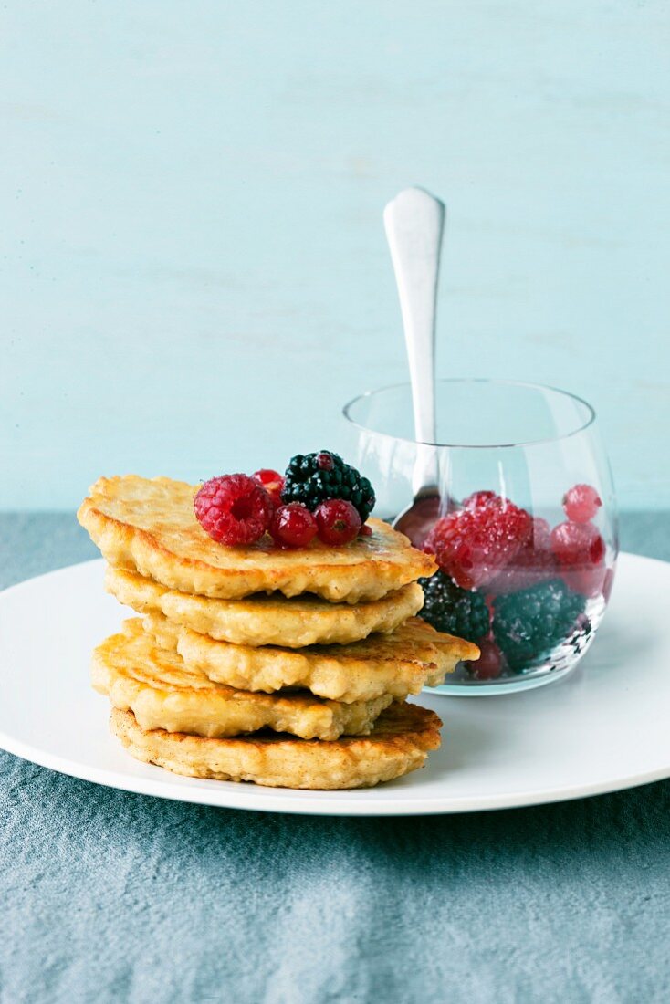Oat blinis with fresh berries