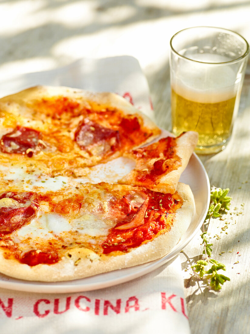 Close-up of pizza on plate