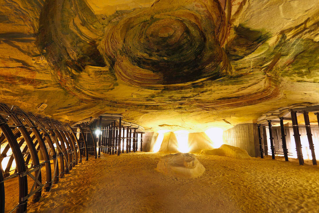 Interior of Schlossberg Caves in Homburg, Saarland, Germany