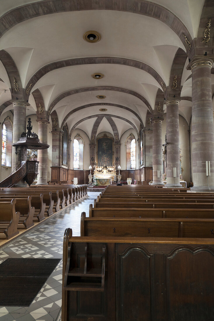 View of Neo gothic church at Sarreguemines, Lorraine, France