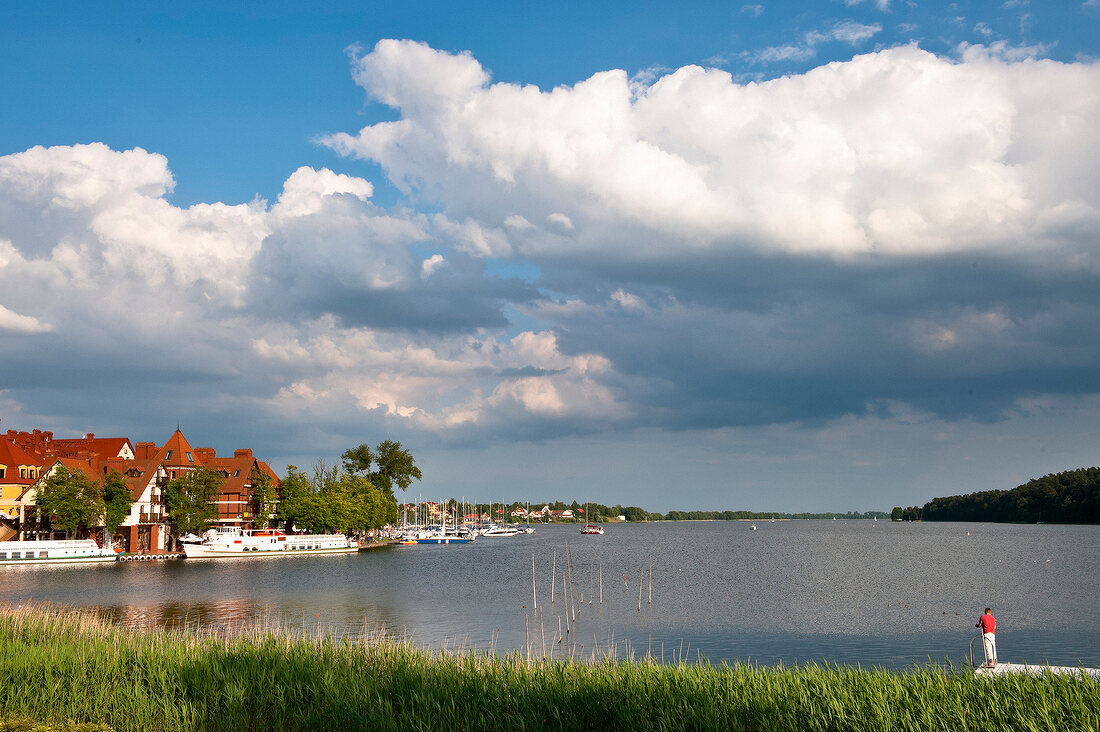 View of lake in Mikolajki, Warmia-Masuria, Poland