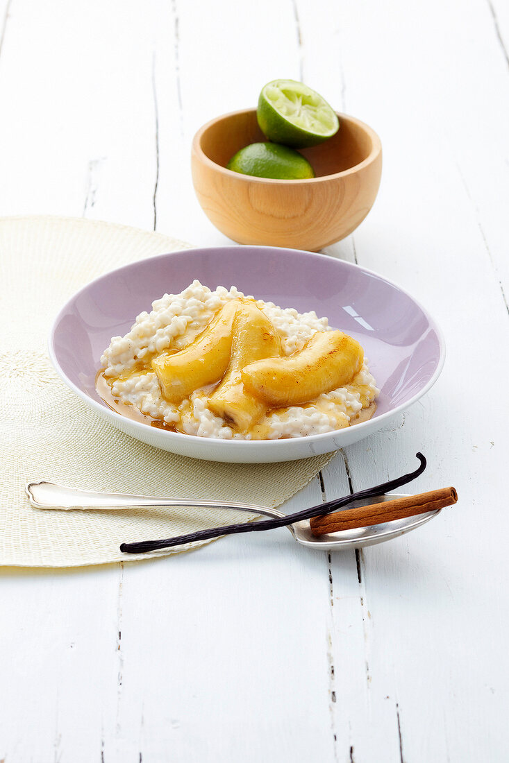 Vegetarisch, Kokosmilchreis mit Honigbananen