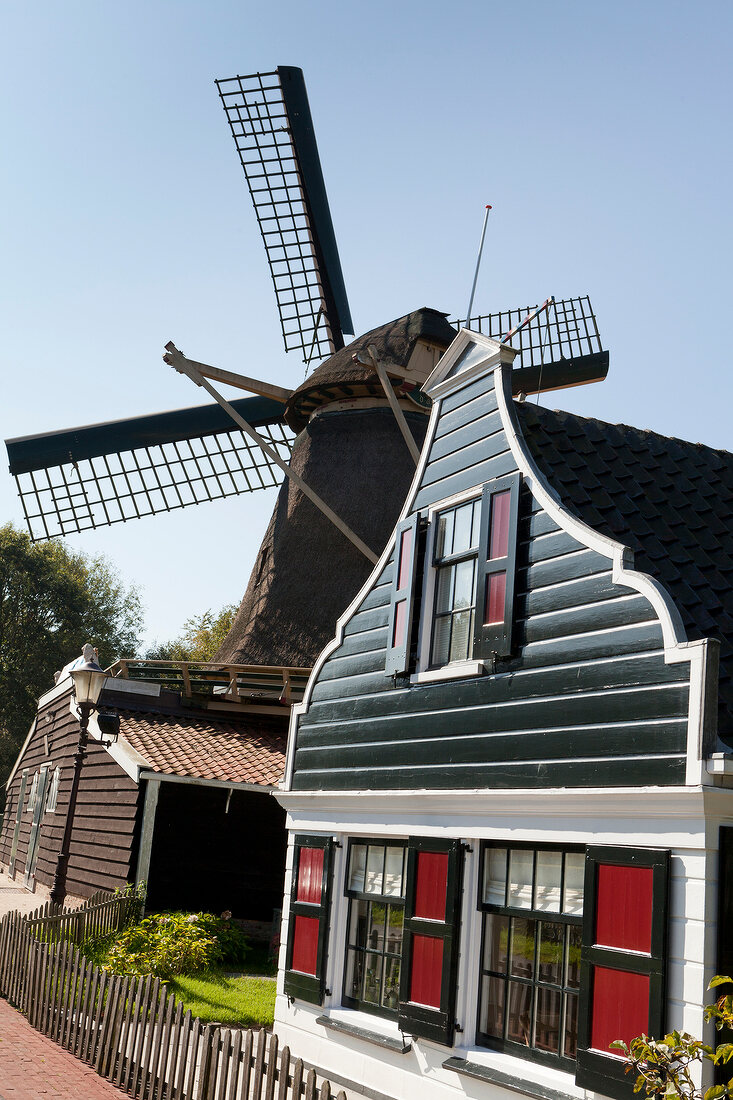 View of Museum and Admiraal windmill in Noord, Amsterdam, Netherlands