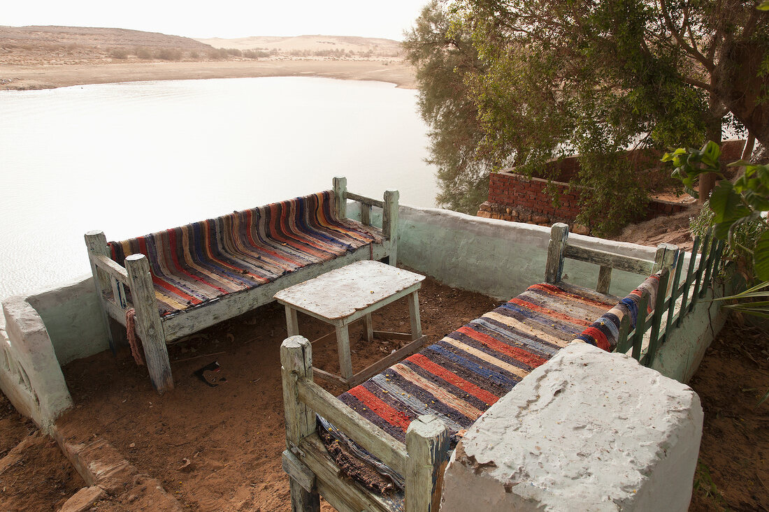 Benches near Nasser lake in Egypt