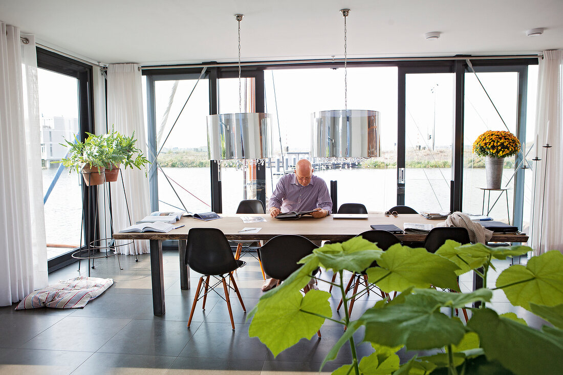 Kees Harschel in waterwoningen at Steigereiland, Ijburg district, Amsterdam